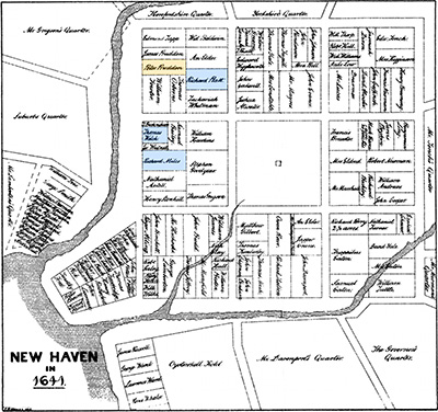New Haven CT Map of the Nine Squares -DPR-ANCESTORS-MARKED